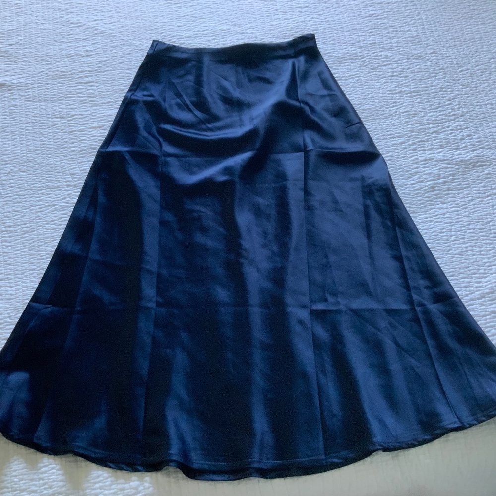 Blue satin skirt